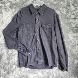 NANIBON Men's Button Up Shirt Medium Blue Shacket Zip Sleeves Italy Premium